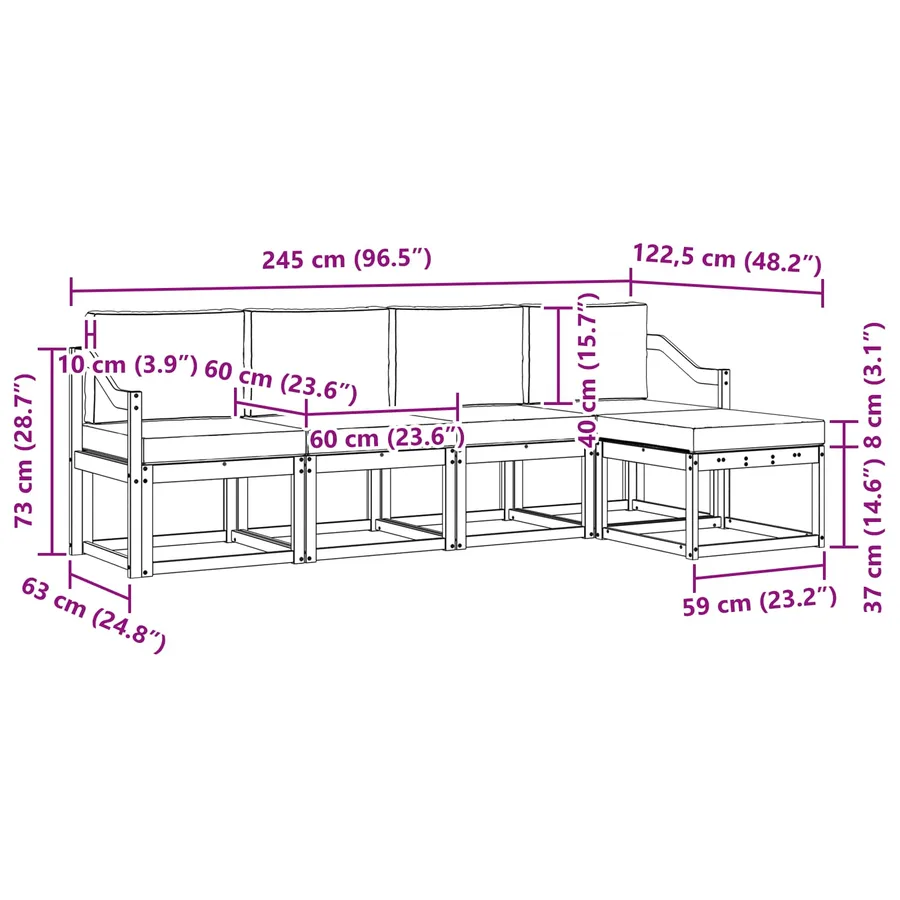 Ensemble de canapés d'extérieur 5 pcs Blanc et anthracite - 6