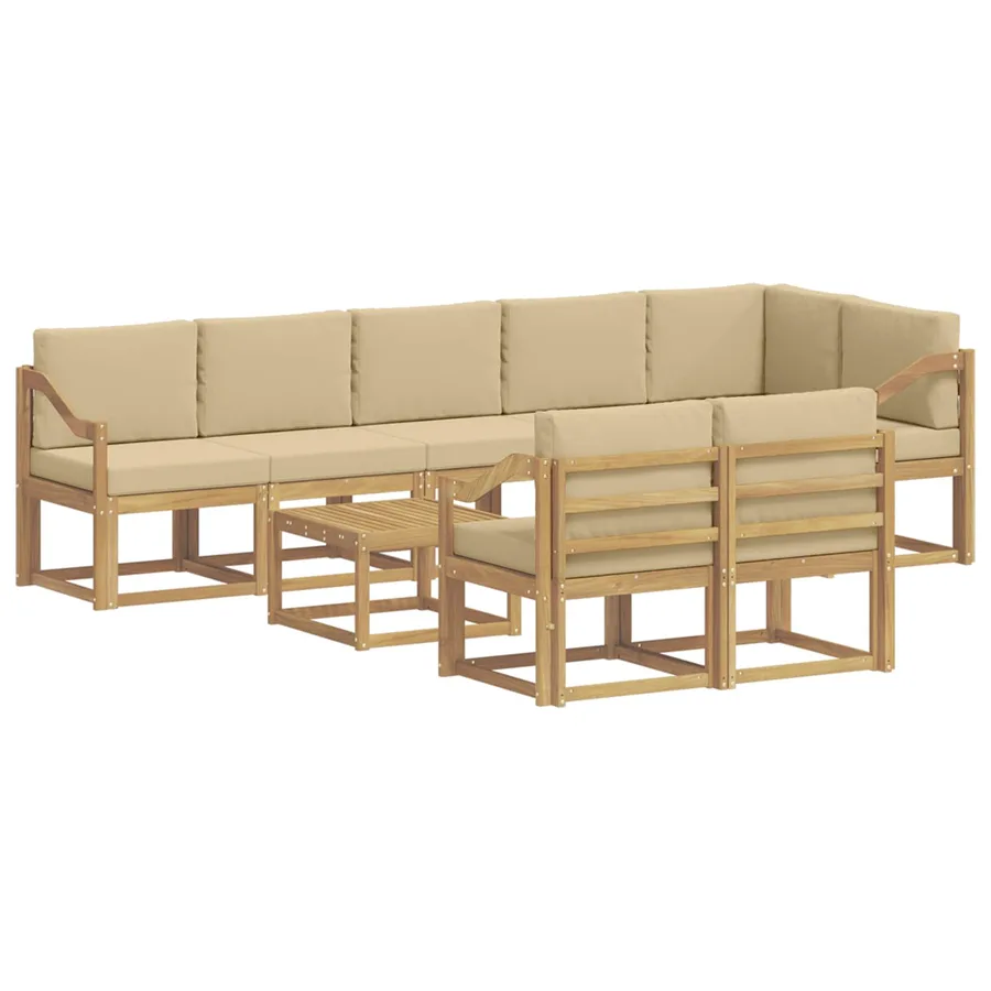 Ensemble de canapés d'extérieur 9 pcs Blanc et Beige Polyester - 2