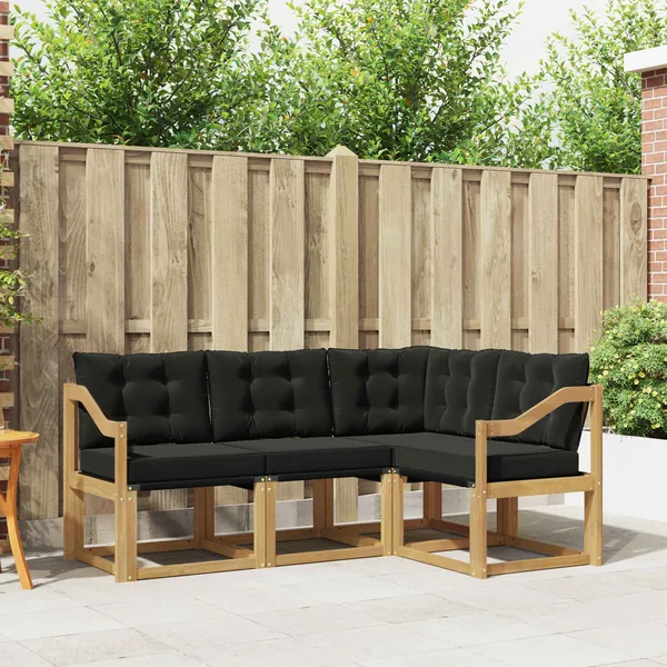 Ensemble de canapés d'extérieur 4 pcs Blanc et noir