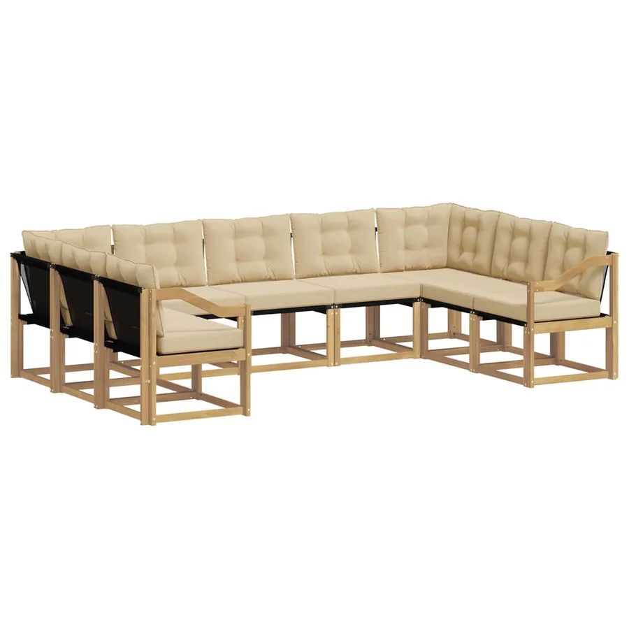 Ensemble de canapés d'extérieur 9 pcs Blanc et Beige - 2