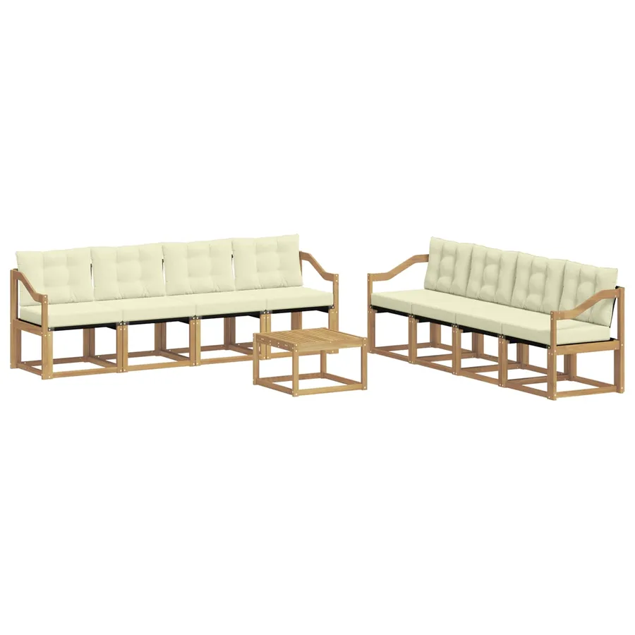 Ensemble de canapés d'extérieur 9 pcs Blanc et crème - 2
