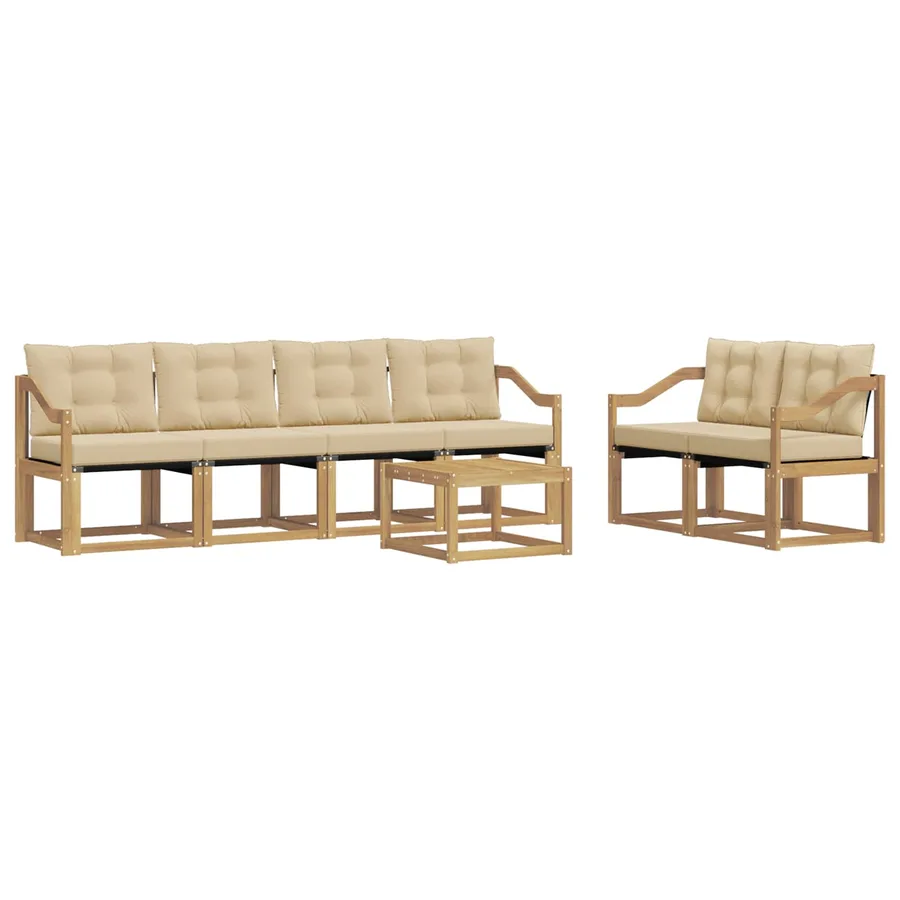 Ensemble de canapés d'extérieur 7 pcs Blanc et Beige - 2