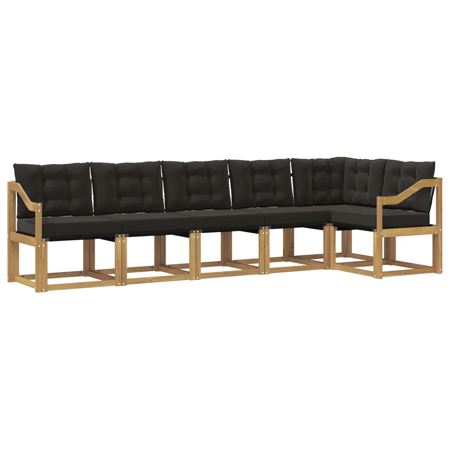 Ensemble de canapés d'extérieur 6 pcs Blanc et noir - 2