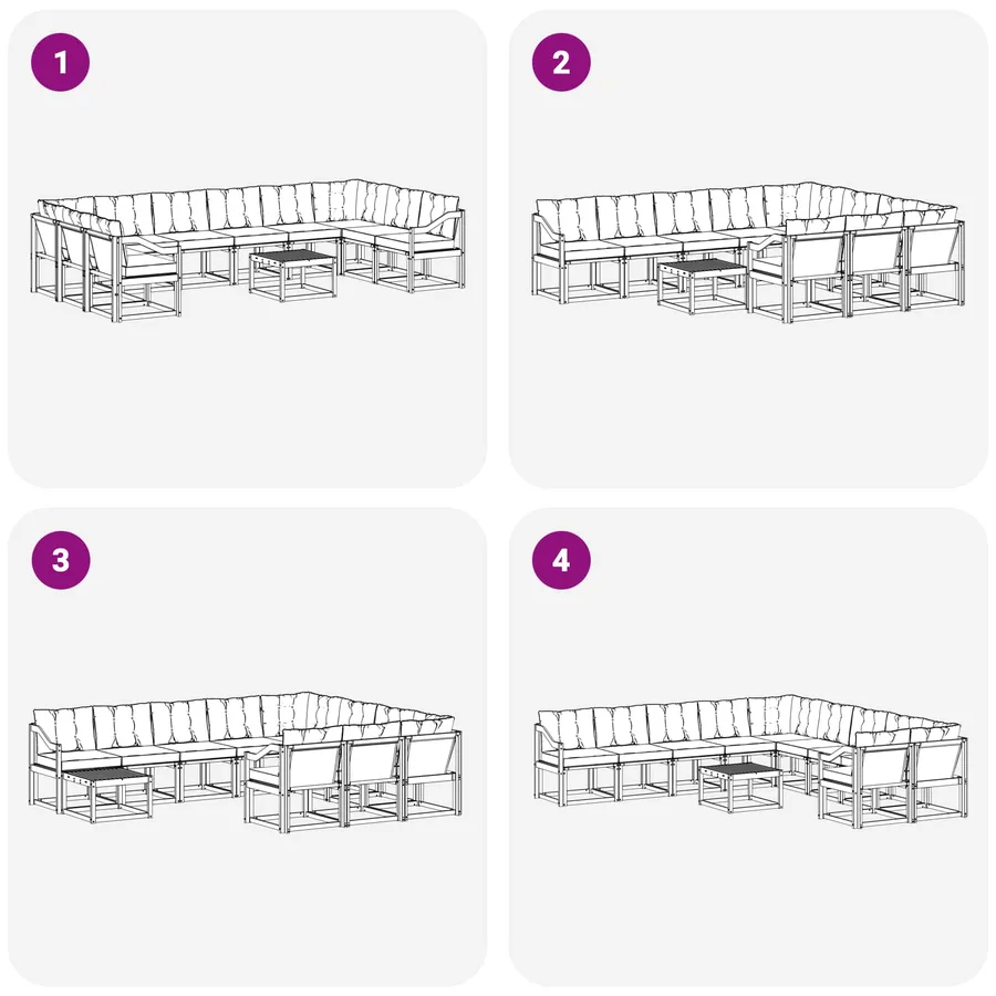 Ensemble de canapés d'extérieur 11 pcs Blanc et gris clair - 9
