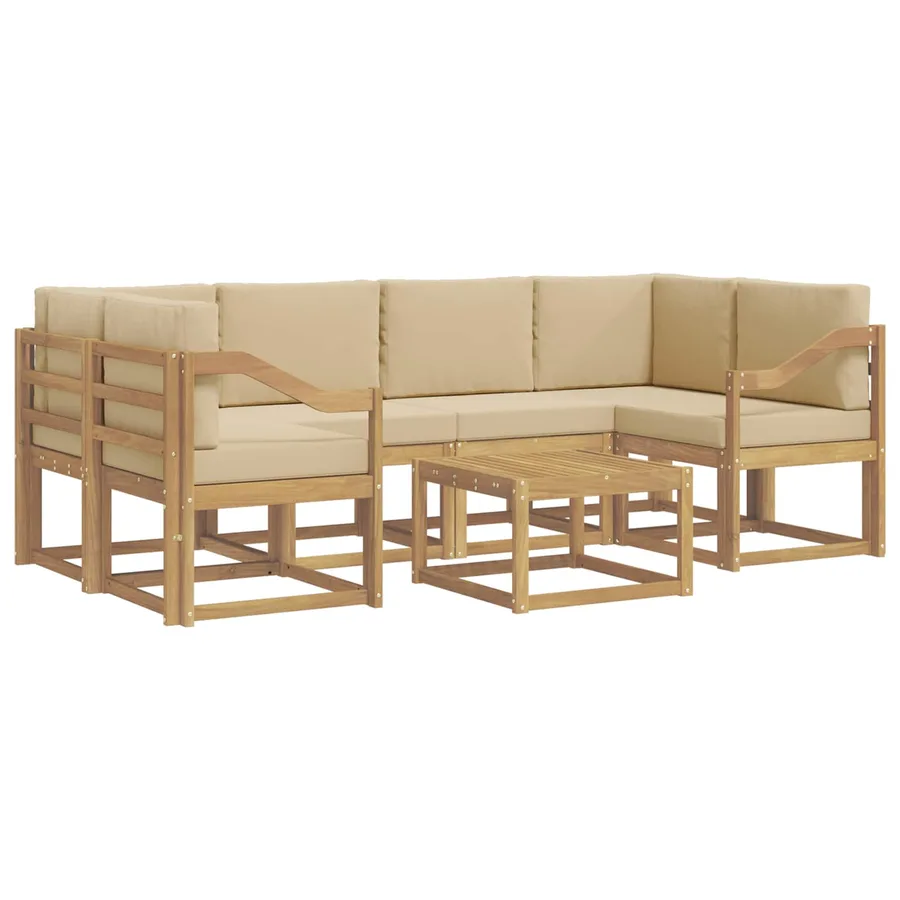 Ensemble de canapés d'extérieur 7 pcs Blanc et Beige - 2