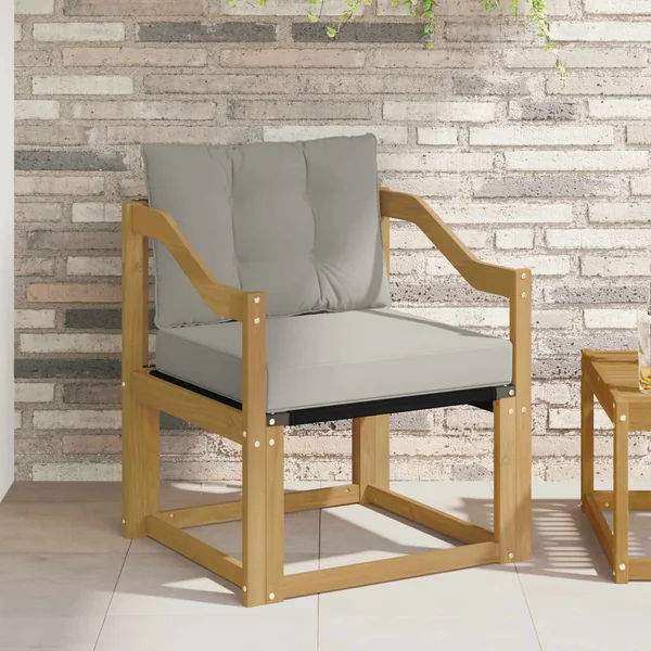 Canapé d’extérieur Bois d'Acacia Massif Blanc et gris clair