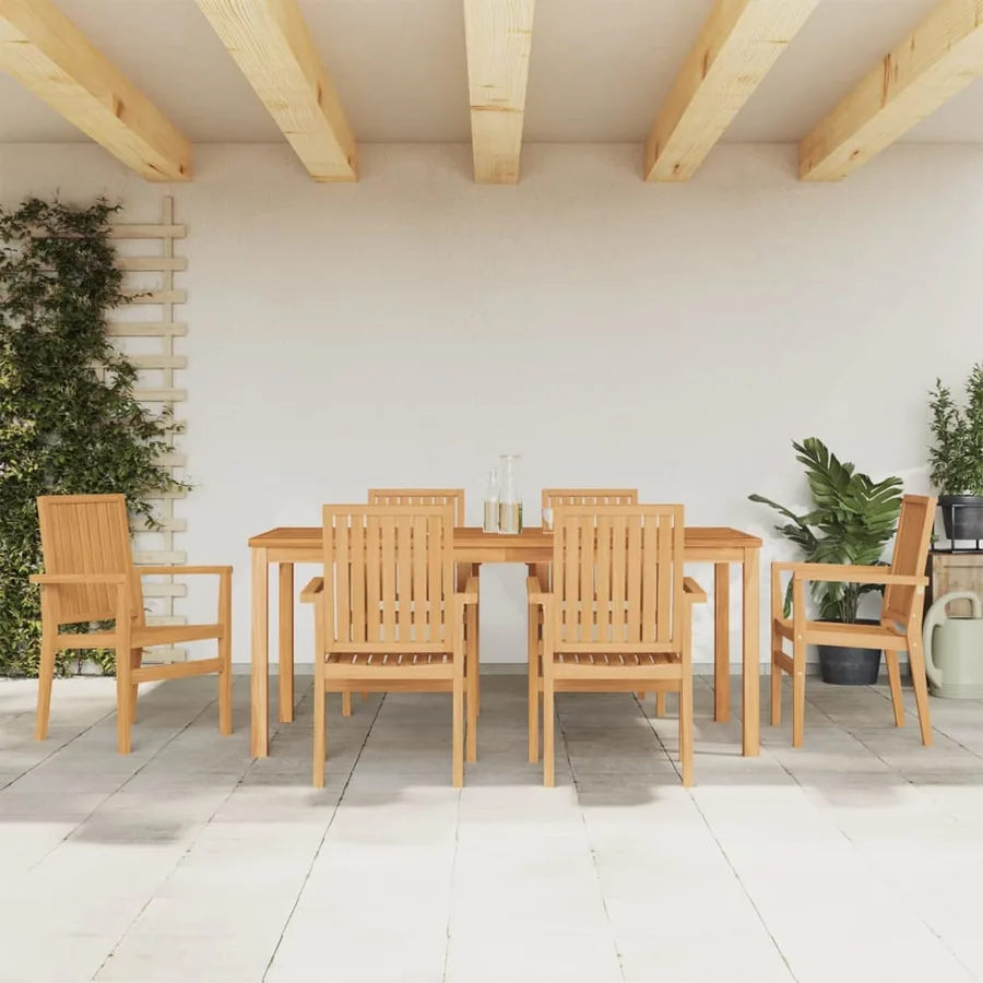 Ensemble à manger de jardin 7 pcs Bois de teck solide