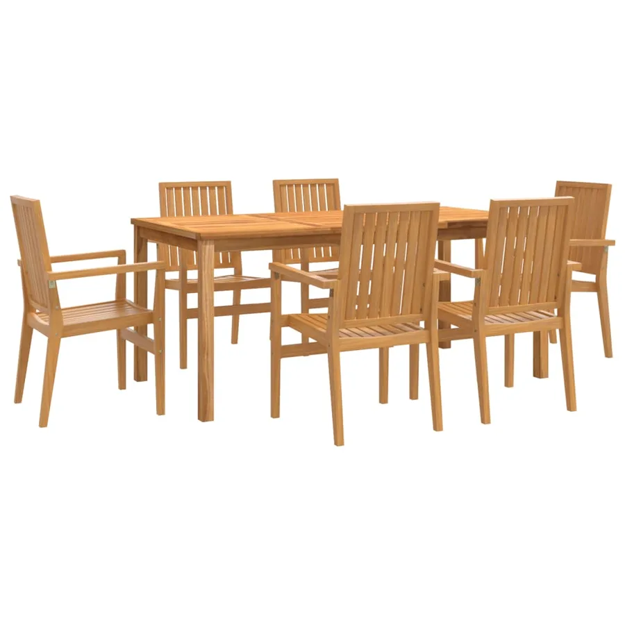 Ensemble à manger de jardin 7 pcs Bois de teck solide - 2