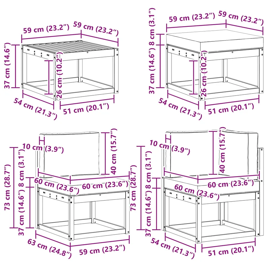 Ensemble de canapés d'extérieur 8 pcs Blanc et Beige Polyester - 8