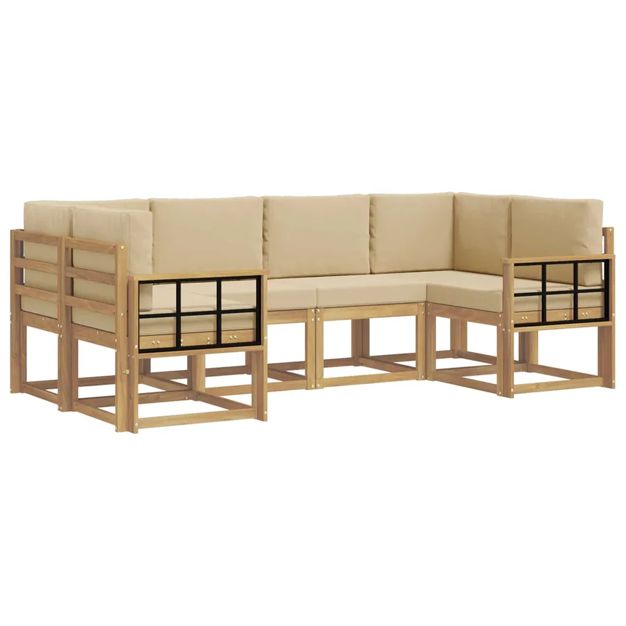 Ensemble de canapés d'extérieur 6 pcs Blanc et Beige - 2