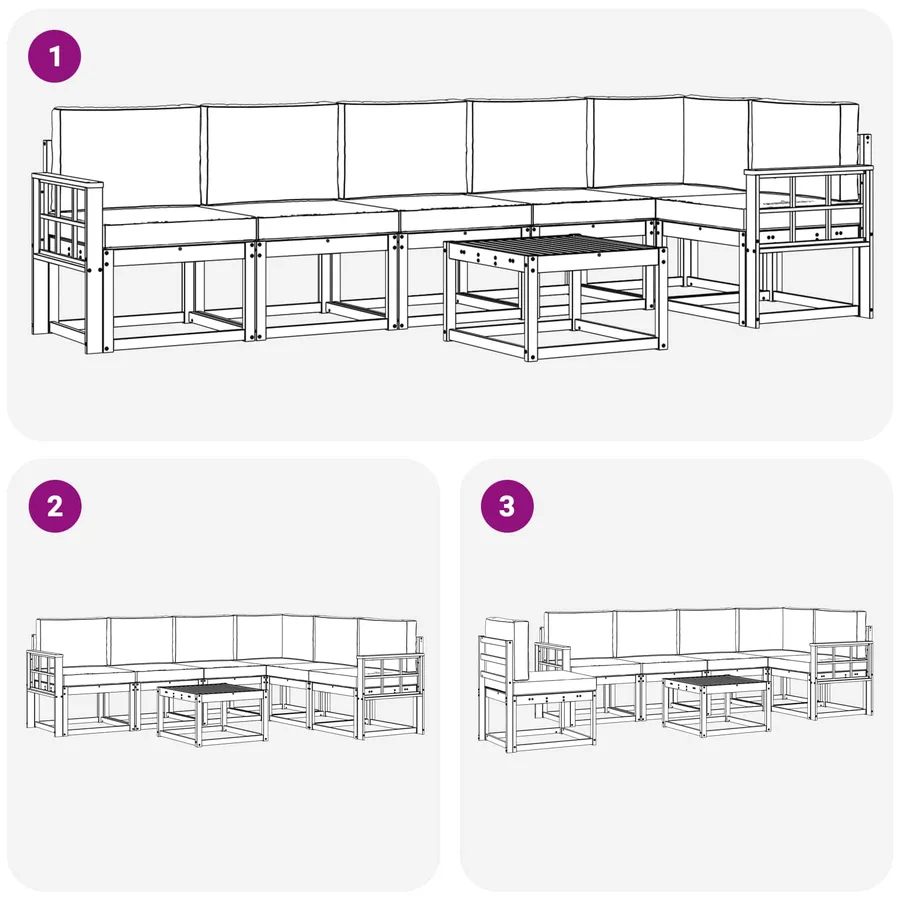 Ensemble de canapés d'extérieur 7 pcs Blanc et Beige Polyester - 7