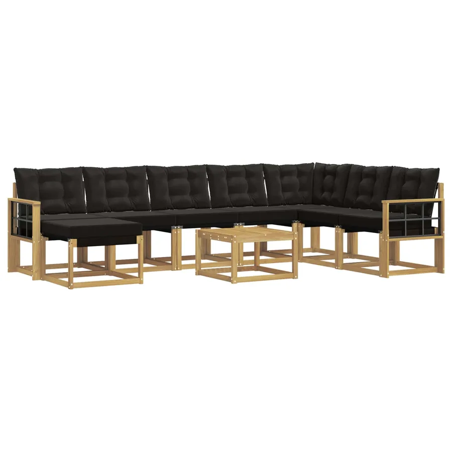 Ensemble de canapés d'extérieur 9 pcs Blanc et noir - 2