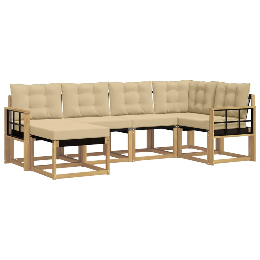 Ensemble de canapés d'extérieur 6 pcs Blanc et Beige - 2