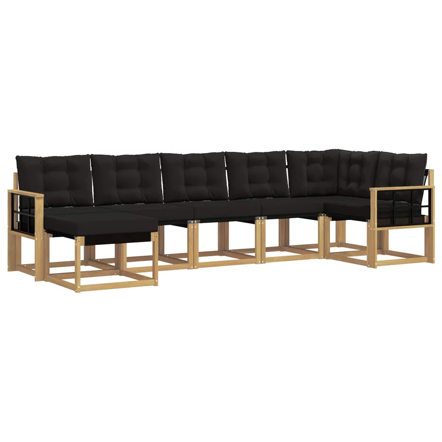 Ensemble de canapés d'extérieur 7 pcs Blanc et noir - 2