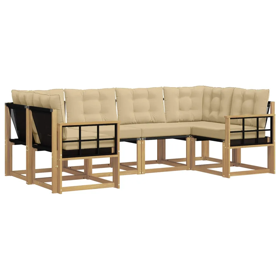 Ensemble de canapés d'extérieur 6 pcs Blanc et Beige - 2