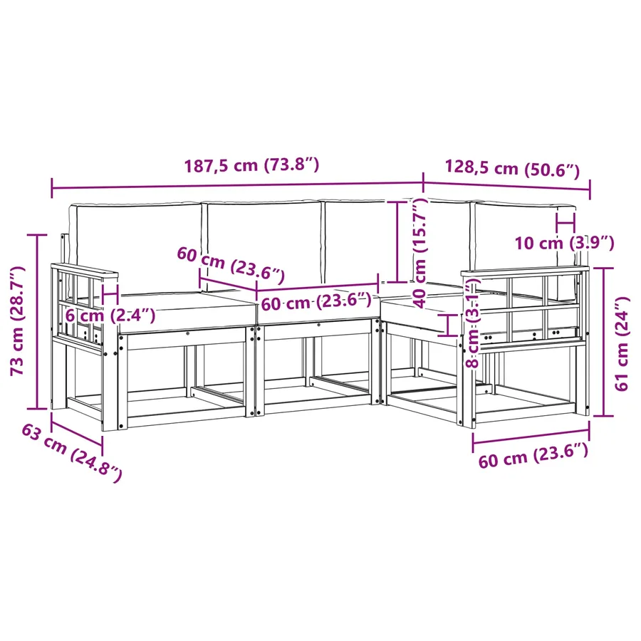 Ensemble de canapés d'extérieur 4 pcs Blanc et anthracite - 7