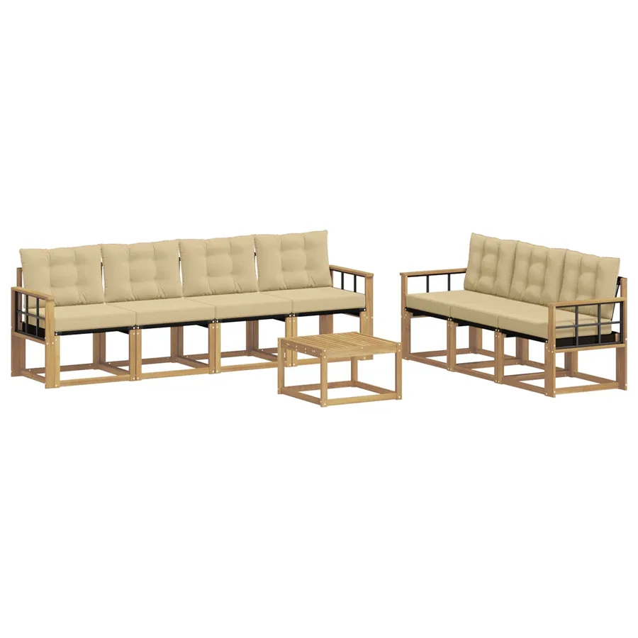 Ensemble de canapés d'extérieur 8 pcs Blanc et Beige - 2