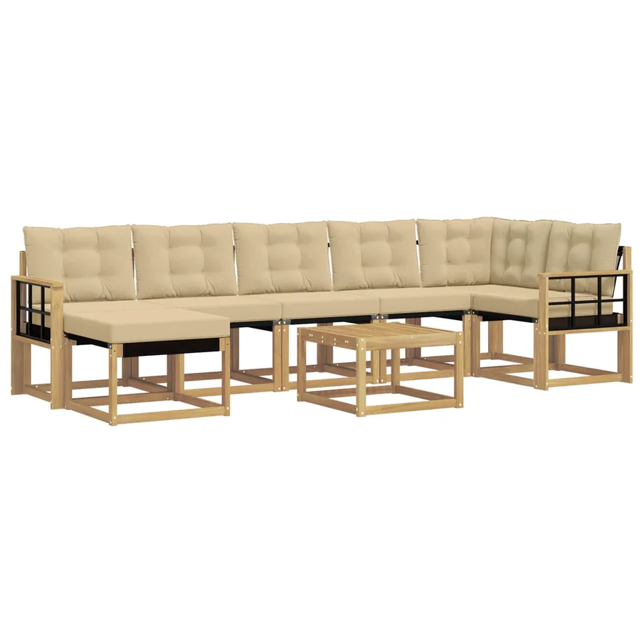 Ensemble de canapés d'extérieur 8 pcs Blanc et Beige - 2