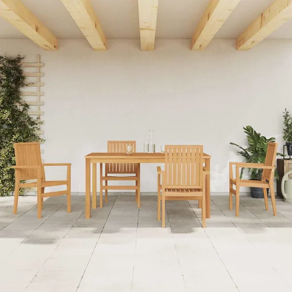Ensemble à manger de jardin 5pcs Bois de teck massif