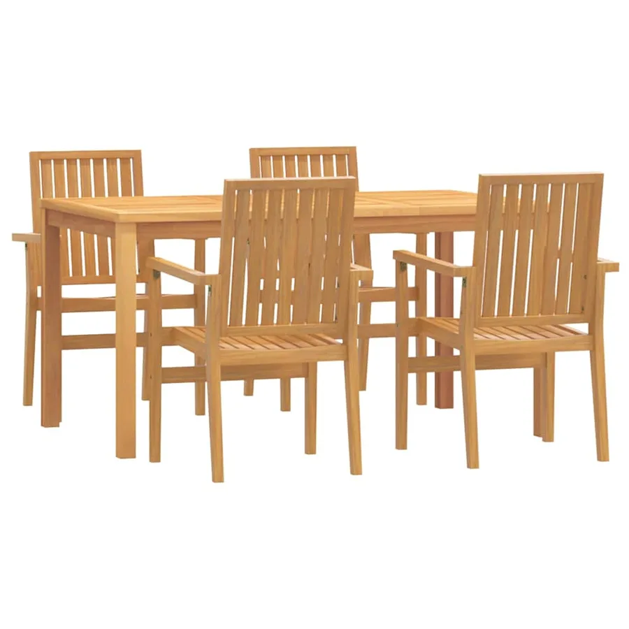 Ensemble à manger de jardin 5pcs Bois de teck massif - 2