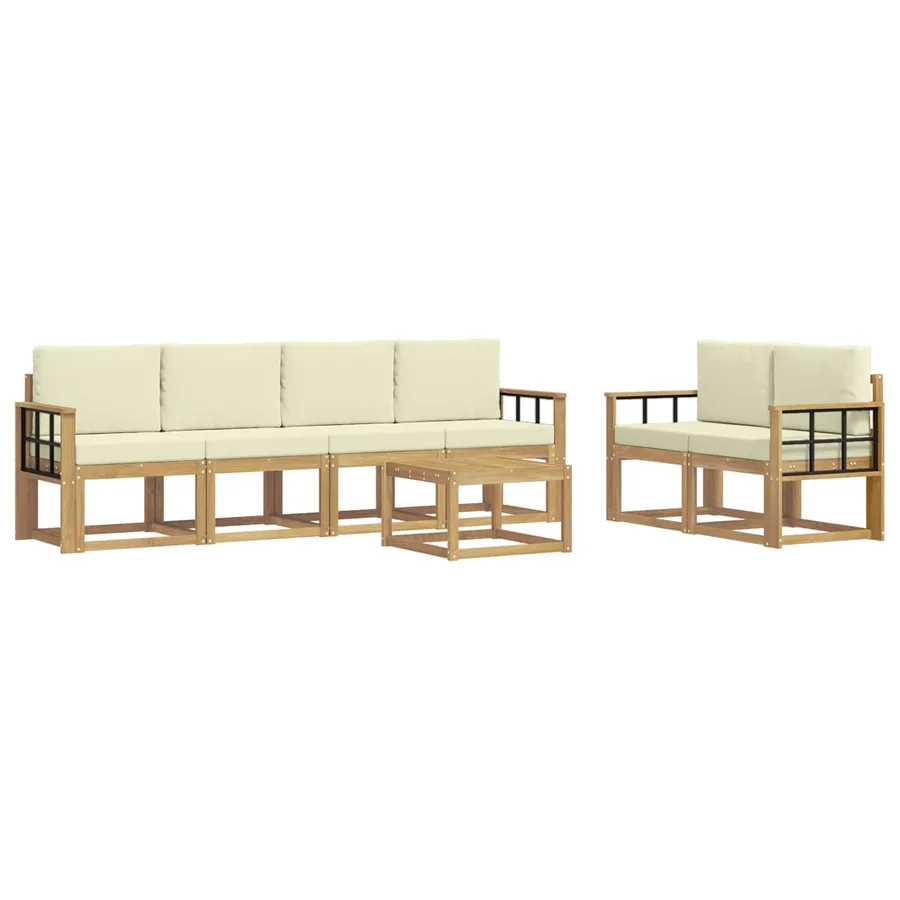 Ensemble de canapés d'extérieur 7 pcs Blanc et crème - 2