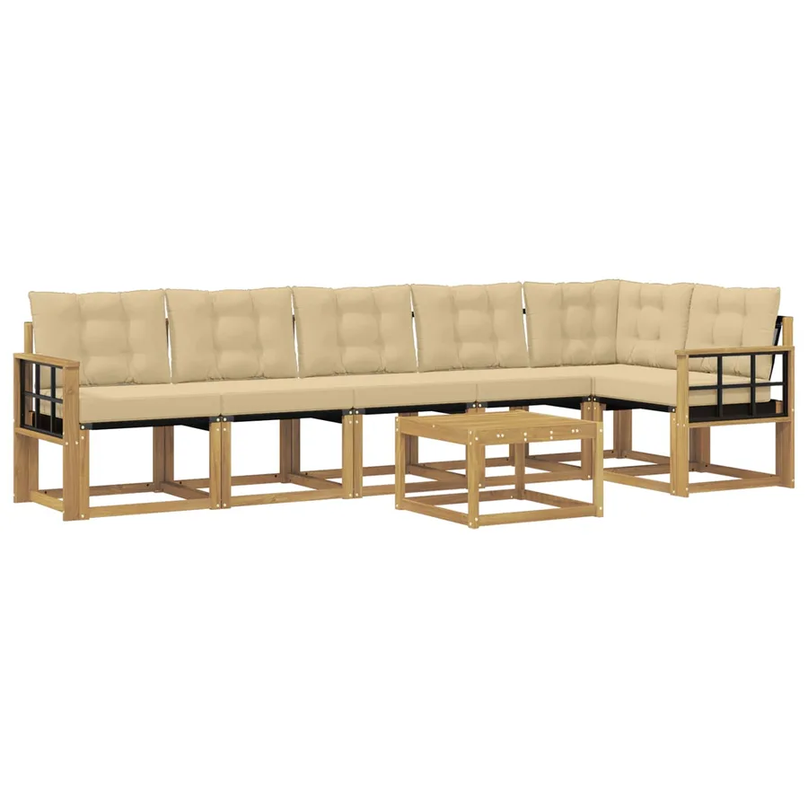 Ensemble de canapés d'extérieur 7 pcs Blanc et Beige - 2