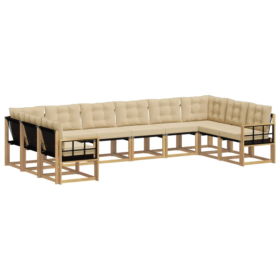 Ensemble de canapés d'extérieur 10 pcs Blanc et Beige - 2