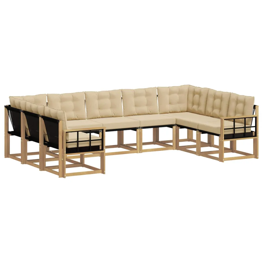 Ensemble de canapés d'extérieur 9 pcs Blanc et Beige - 2