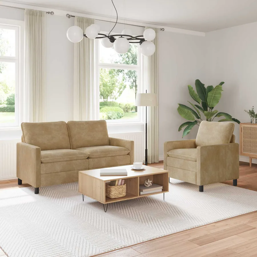 Ensemble de Canapés 2 pcs Taupe Polyester
