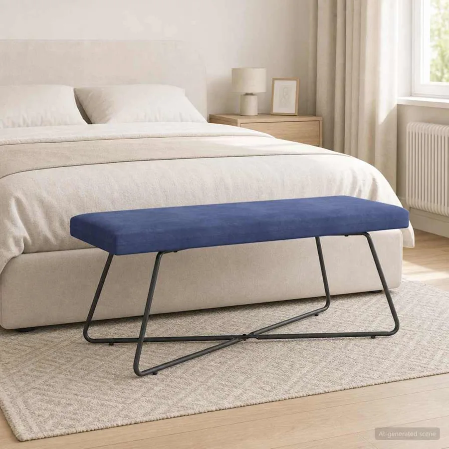 banc Bleu police 110 x 40 x 45 cm Velours - 4