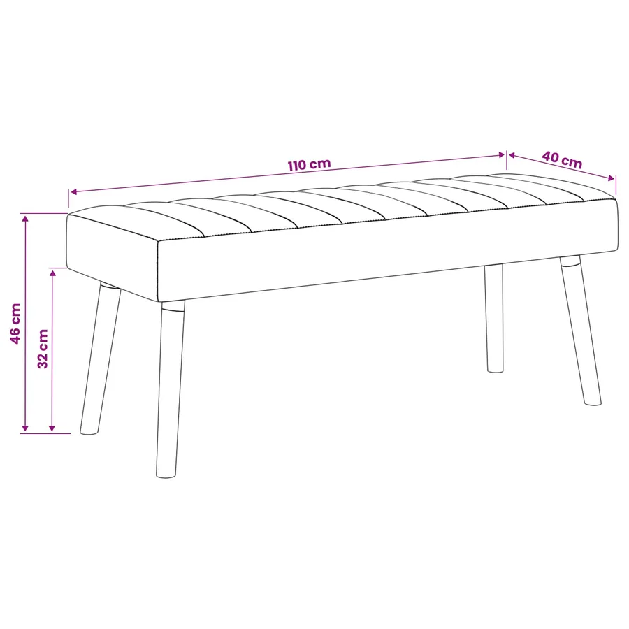 Banc capitonné canal Gris clair 110 x 40 x 46 cm Tissu - 9