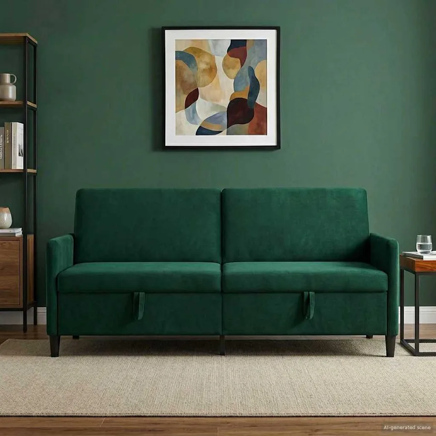 Sofa avec rangement Vert foncé 192 x 78 x 87 cm Polyester