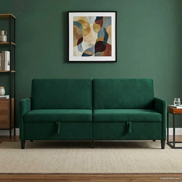 Sofa avec rangement Vert foncé 192 x 78 x 87 cm Polyester