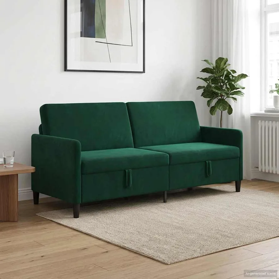 Sofa avec rangement Vert foncé 192 x 78 x 87 cm Polyester - 3