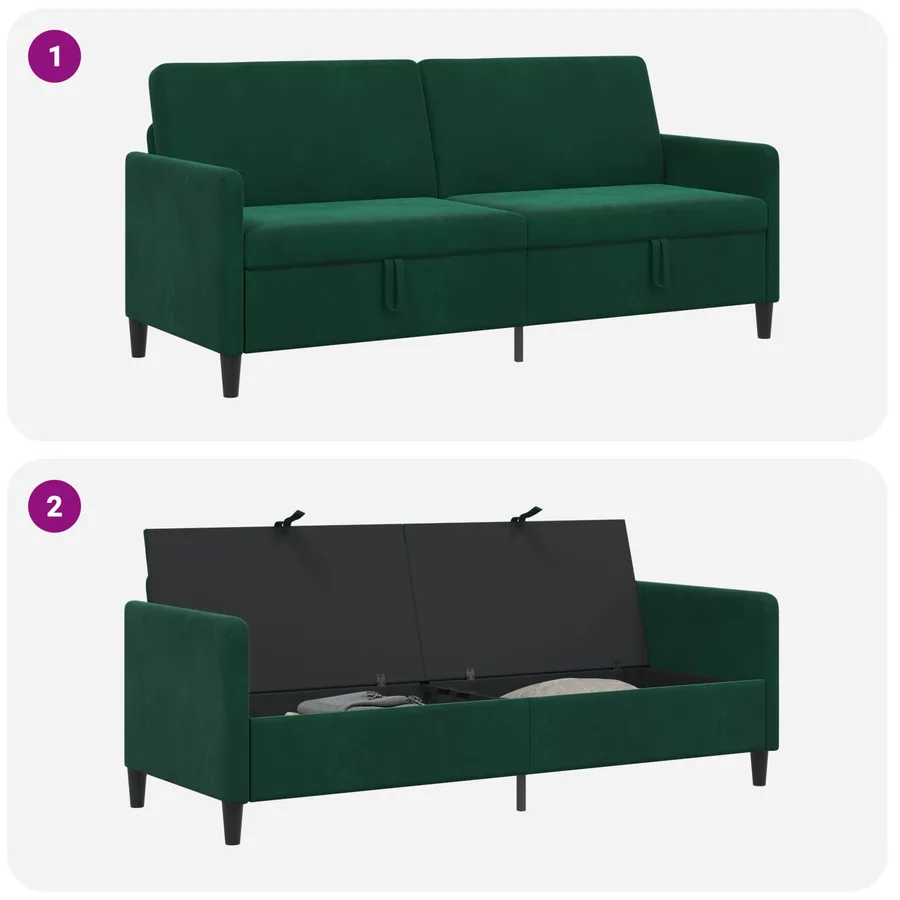Sofa avec rangement Vert foncé 192 x 78 x 87 cm Polyester - 6