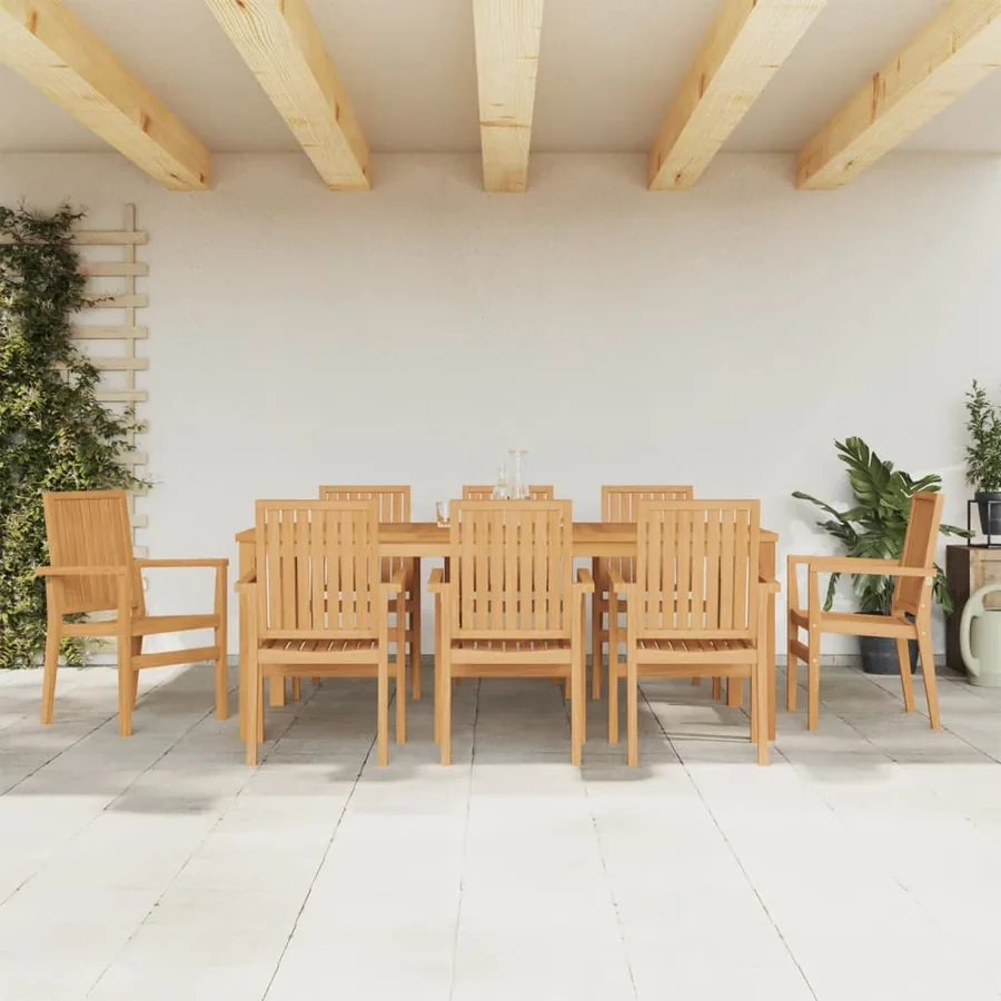 Ensemble à manger de jardin 9 pcs Bois de teck solide