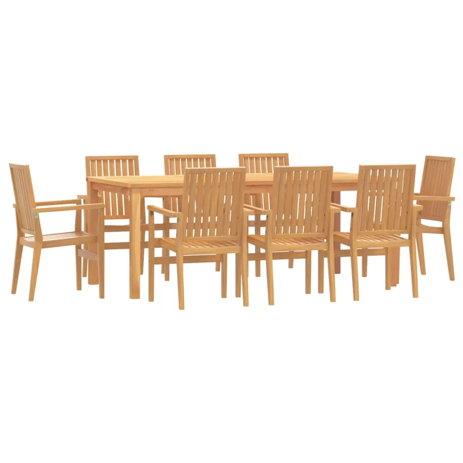 Ensemble à manger de jardin 9 pcs Bois de teck solide - 2