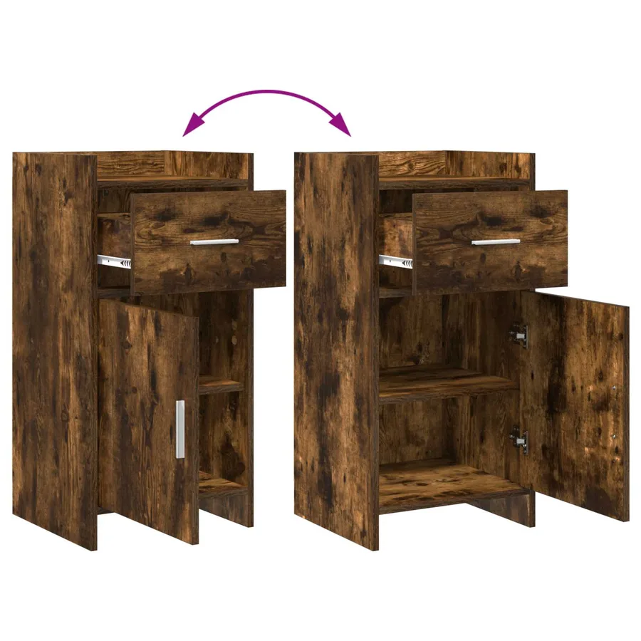 Buffet Chêne fumé 40 x 36 x 80 cm Bois d'ingénierie - 9