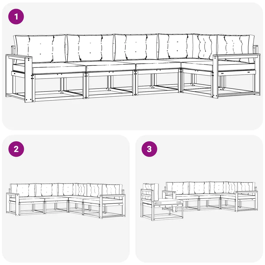 Ensemble de canapés d'extérieur 4 pcs Blanc et anthracite - 7