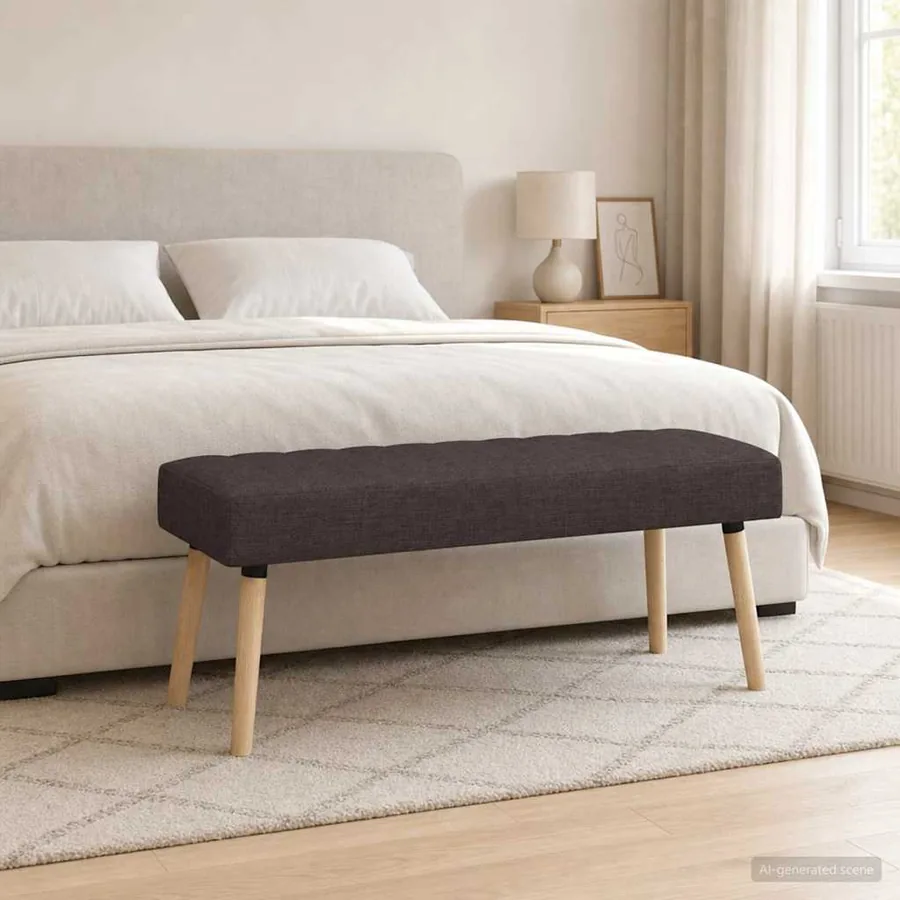 Banc capitonné canal Marron foncé 110 x 40 x 46 cm Tissu