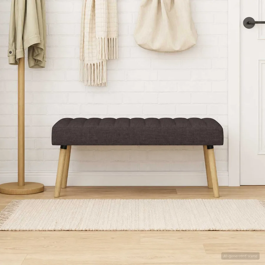Banc capitonné canal Marron foncé 110 x 40 x 46 cm Tissu - 4