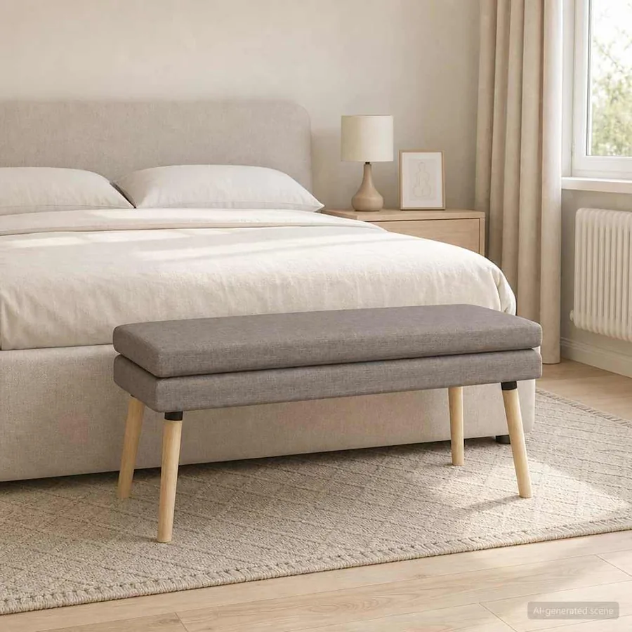 Banc à double couche Taupe 110 x 40 x 47 cm Tissu