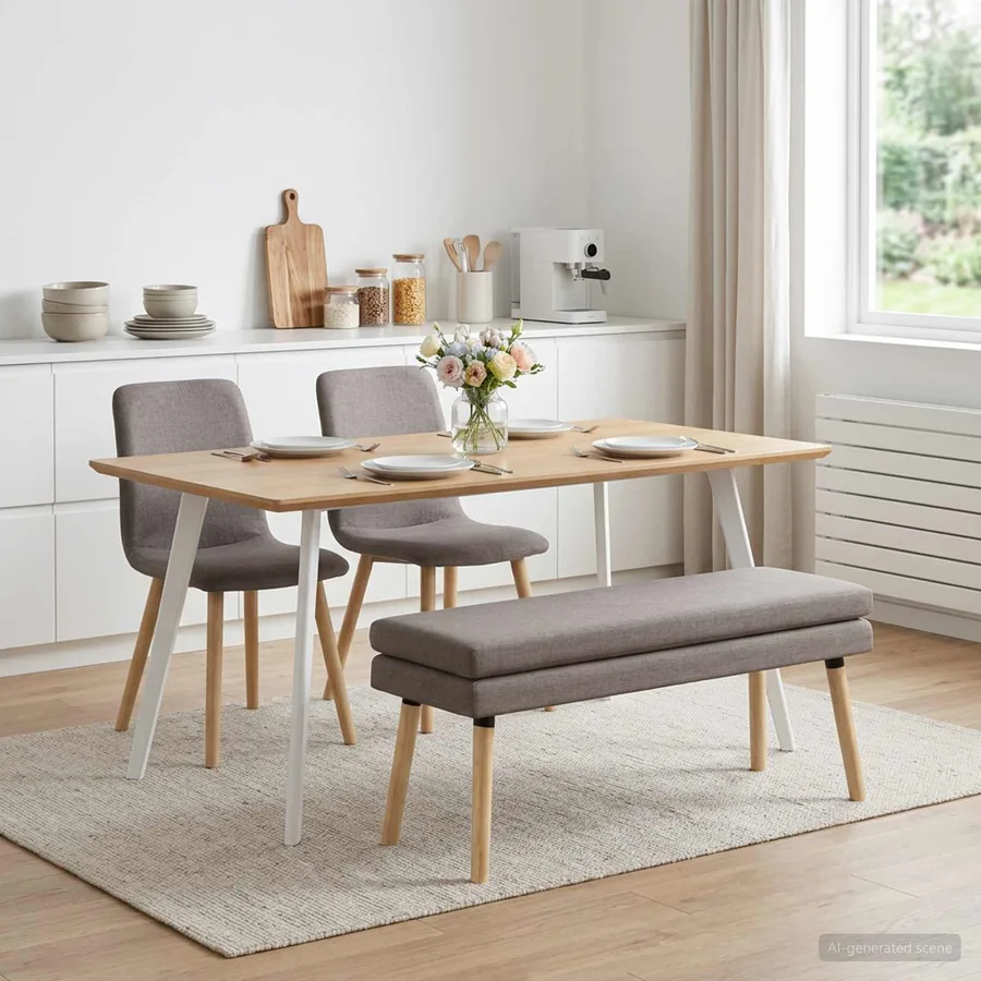 Banc à double couche Taupe 110 x 40 x 47 cm Tissu - 3