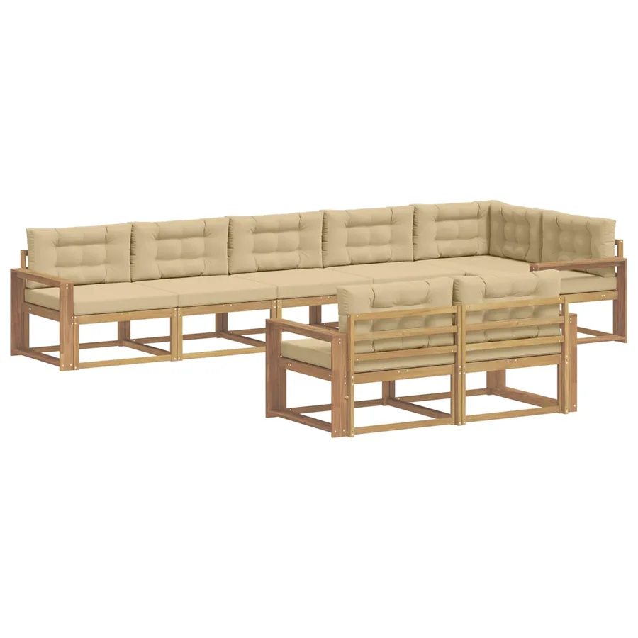 Ensemble de canapés d'extérieur 6 pc Blanc et Beige Polyester - 2