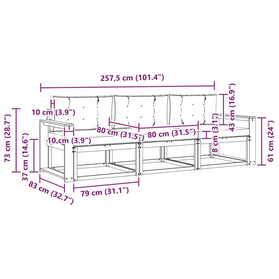 Ensemble de canapés d'extérieur 3 pcs Blanc et Beige Polyester - 6