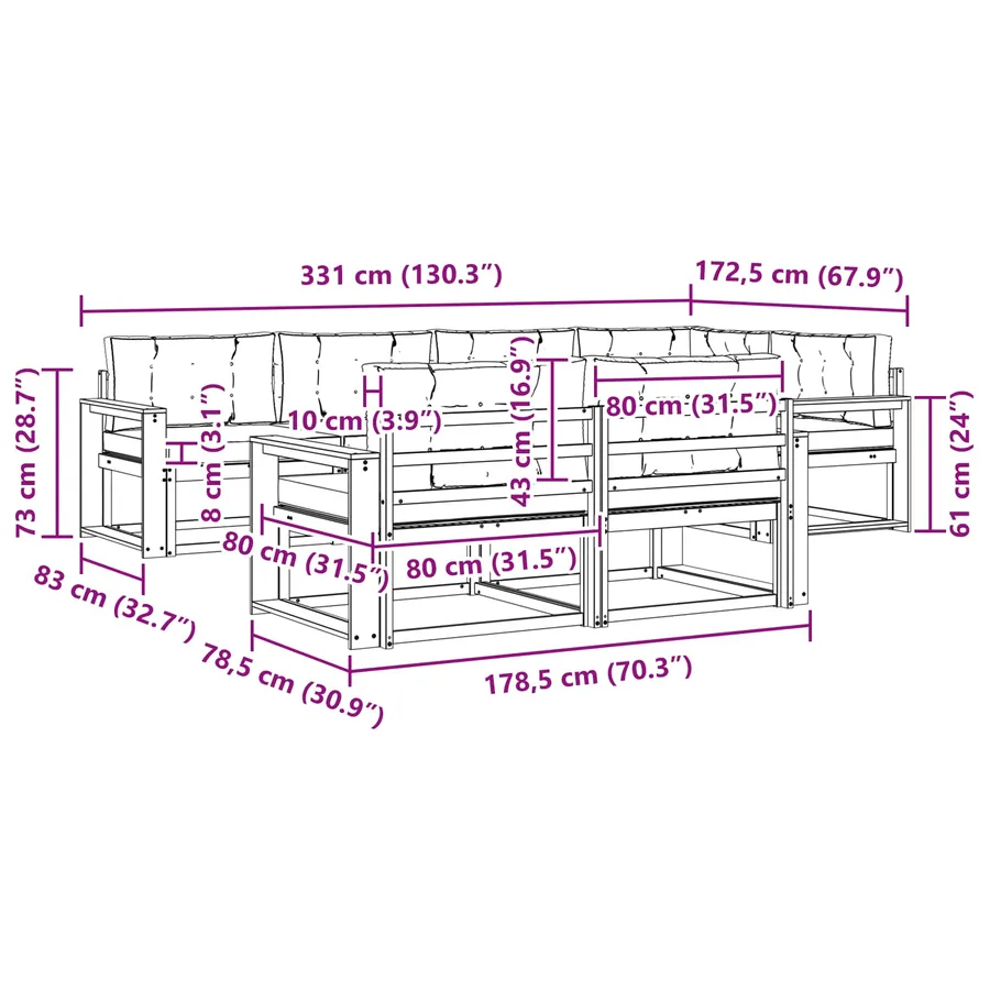 Ensemble de canapés d'extérieur 6 pcs Blanc et crème Polyester - 7