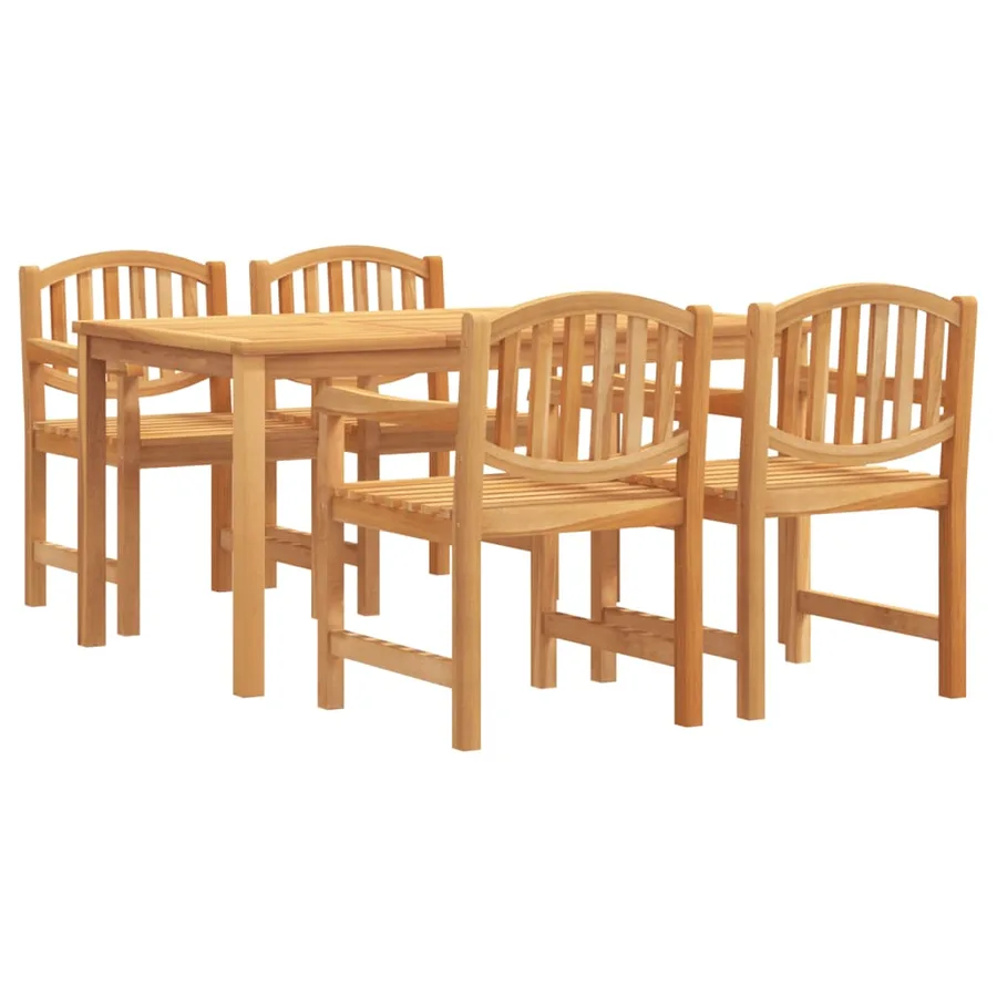 Ensemble à manger de jardin 5pcs Bois de teck massif - 2