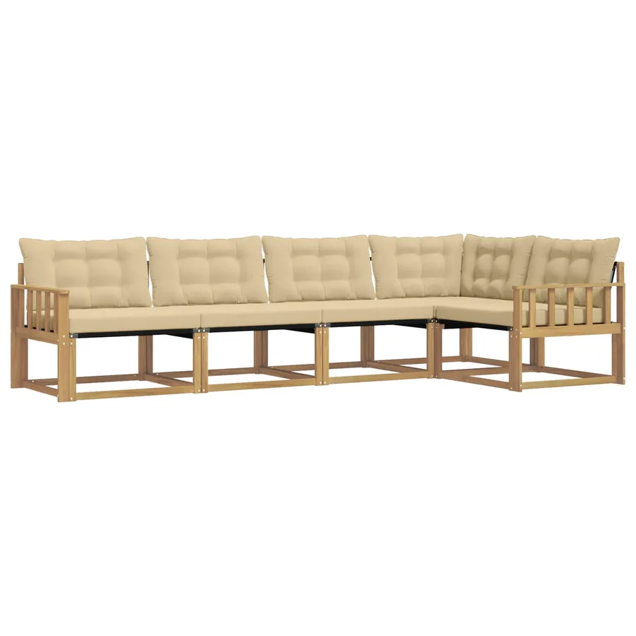 Ensemble de canapés d'extérieur 5 pcs Blanc et Beige - 2