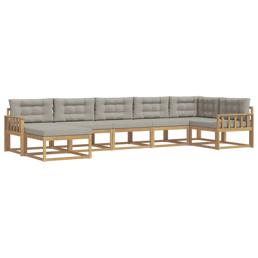 Ensemble de canapés d'extérieur 7 pcs Blanc et gris clair - 2