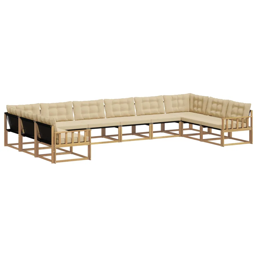 Ensemble de canapés d'extérieur 10 pcs Blanc et Beige - 2